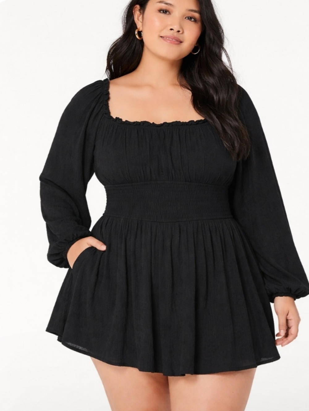 Hollister Black Long-Sleeve Mini Dress w/ Built In Shorts